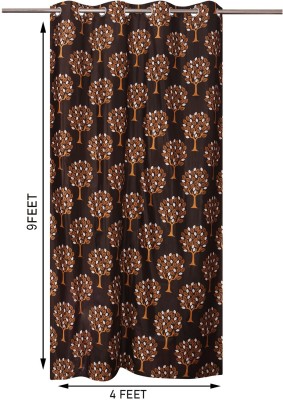 E-Retailer 274 cm (9 ft) Polyester Semi Transparent Long Door Curtain Single Curtain(Floral, Brown)