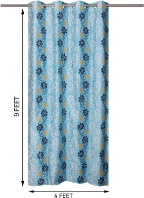 E-Retailer 274 cm (9 ft) Polyester Semi Transparent Long Door Curtain Single Curtain(Floral, Blue)