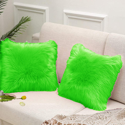 Catchyx Cart Microfibre Solid Cushion Pack of 2(Parrot Green)