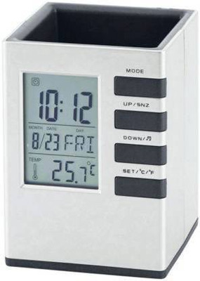 Divine Fab VIlla 1 Compartments Plastic, Cube Desk Clock(Silver)