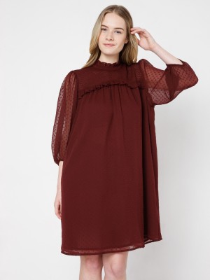 VERO MODA Women Shift Maroon Dress