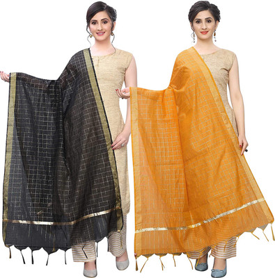 Odhany Poly Chanderi Checkered Women Dupatta