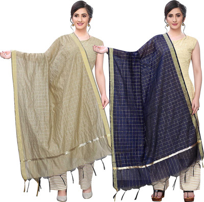 Sekmany Poly Chanderi Checkered Women Dupatta