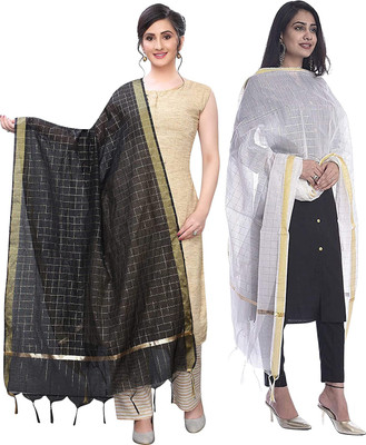 Sekmany Poly Chanderi Checkered Women Dupatta