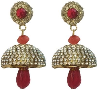 ANDOR Gold Tone Traditional Bridal Pearls Kundan Jhumki Earring For Women. Crystal Alloy, Brass Jhumki Earring