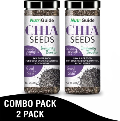 Nutri Guide Certified Organic Chia Seeds Raw Superfood for Weight Loss - Pack of 2 Chia Seeds(400 g, Pack of 2)