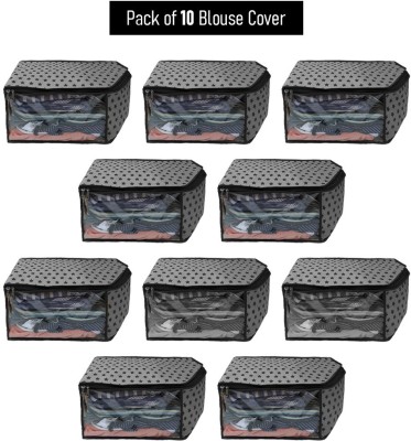 SH NASIMA 10 Blouse Covers Organizer Non Woven Blouse Storage Bag With Transparent Window Pack Of Grey Star 10(Grey)