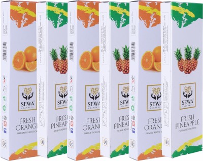 SEWA PINEAPPLE & ORANGE Charcoal Free Premium Incense Stick (Pack of 3) 100 gm box Pineapple, Orange(600, Set of 3)