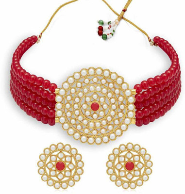 CATALYST Alloy Gold-plated Red Jewellery Set(Pack of 1)