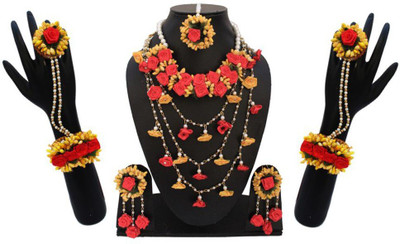 Arihant Shop Fabric Red, Yellow Jewellery Set(Pack of 1)