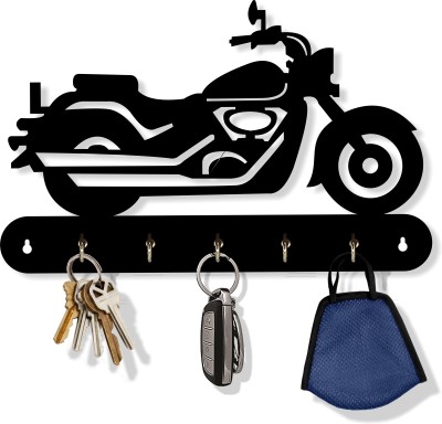 adinfinitum KHBIKE-1 Wood Key Holder(5 Hooks, Black)