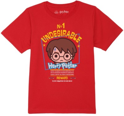 Harry Potter by Wear Your Mind Boys Printed Pure Cotton T Shirt(Red, Pack of 1)