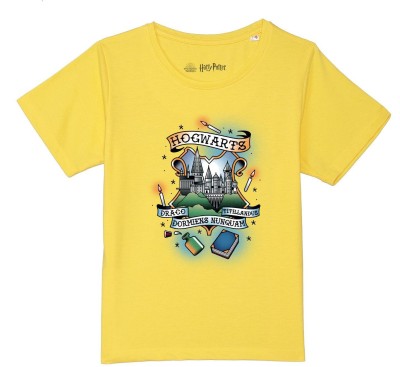 Harry Potter by Wear Your Mind Boys Printed Pure Cotton T Shirt(Yellow, Pack of 1)