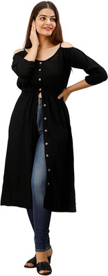 cotrel Women A-line Black Midi/Calf Length Dress