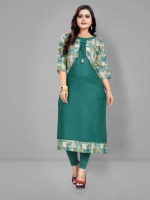 Lerkiza Women Printed Straight Kurta(Green)