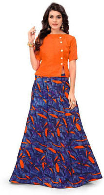 QUEDDY'S Solid Semi Stitched Lehenga Choli(Multicolor)