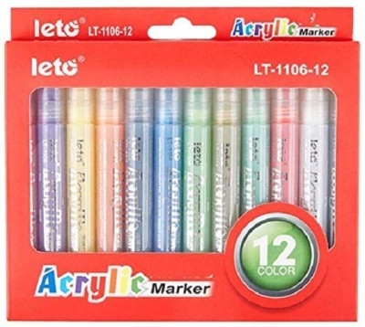 KRAFTMASTERS 12pcs Acrylic Paint Pens Art Fabric Markers Rock Painting Acrylic Paint Pens(Set of 12, Multicolor)