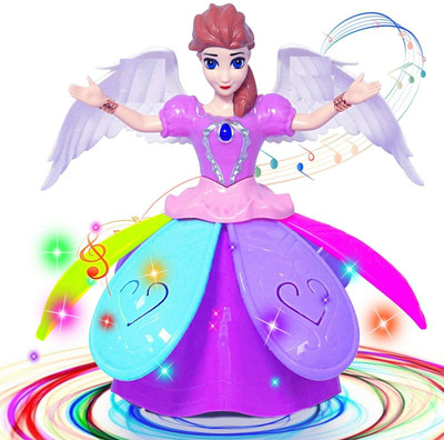 AS TRADERS Princess Doll Toy Dancing Girl Robot with 3D LED Lights and Music(Multicolor)