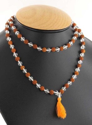 Janki Retails Rudraksha Sphatik Mala 108+1 Beads Necklace Crystal Crystal Chain Set Wood, Crystal Chain