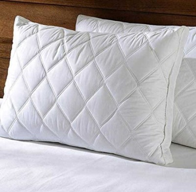 Quilt n Razai Polyester Fibre Geometric Sleeping Pillow Pack of 2(White)