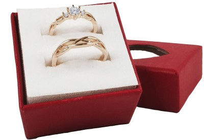 De-Ultimate Valentine's Day Rose-Gold Adjustable Size King And Queen Couple Finger Rings Stainless Steel Diamond Gold Plated Ring Set