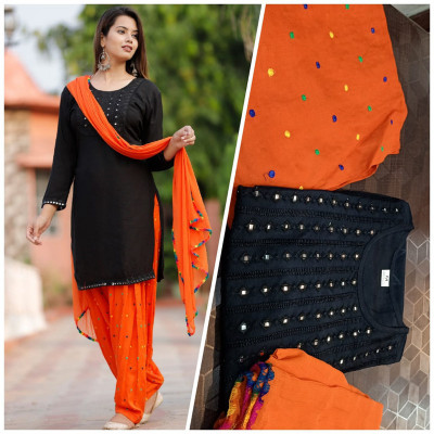 VINOD VADHWANI Embellished Kurta, Patiala & Dupatta Set