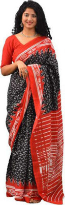 NIKHILAM Printed Handloom Pure Cotton Saree(Multicolor)