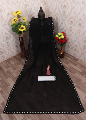 Radhika Creation Solid/Plain Daily Wear Georgette, Art Silk Saree(Black)