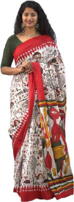 NIKHILAM Printed Handloom Pure Cotton Saree(Multicolor)