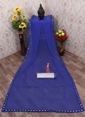 Manan Creation Embellished Bollywood Georgette Saree(Blue)