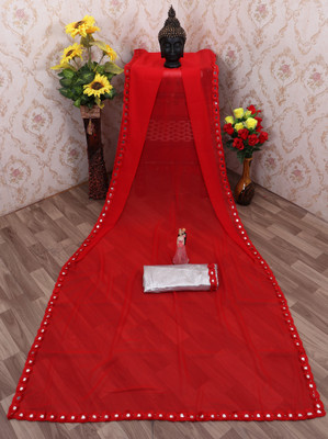 Manan Creation Embellished Bollywood Georgette Saree(Red)