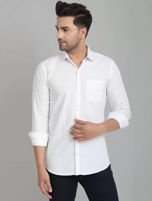 SK Fashion Men Solid Casual White Shirt