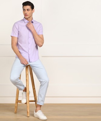 United Colors of Benetton Men Solid Casual Purple Shirt