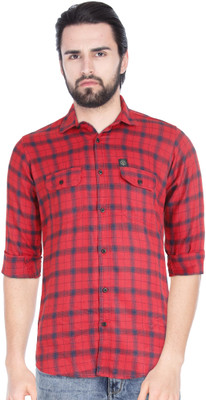 Indi Hemp Men Checkered Casual Red Shirt