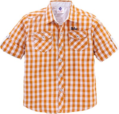 Tonyboy Baby Boys Checkered Casual Orange Shirt