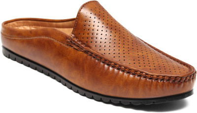 Aramish Back Open Half Loafers For Men(Tan , 6)
