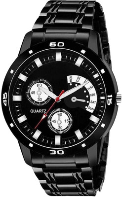 Black Stylish Big Dial Stainless Steel Watch For Men Analog Watch - For Men