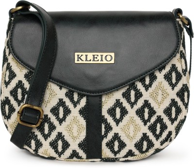 KLEIO Gold Sling Bag PU leather Jacquard Crossbody Side Sling Handbag for Women and Girls