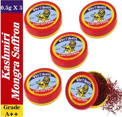 LION SAFFRON Grade A++ Mongra Pure Kashmiri Kesar Saffron for Pregnant Women & Health(5 x 0.5 g)