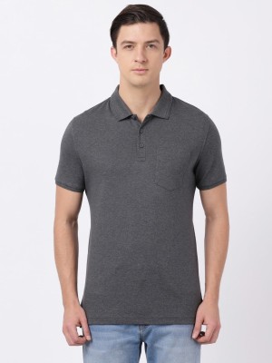 JOCKEY Solid Men Polo Neck Grey T-Shirt