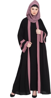 Nazneen Nida Matte Solid Abaya(Black, Pink)