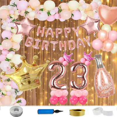Shopperskart 23rd/Twenty Third Happy Birthday Combo/Kit Pack/Fairy Light/Net Curtain For Party Decoration(Set of 127)