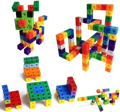 FOROLY Snap Cubes Set Square Shape Cube Building Blocks (100 Pcs)(Multicolor)