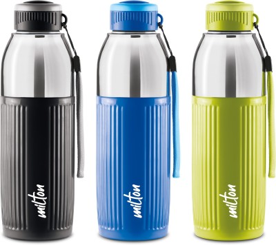 MILTON Kool Glossy Insulated Inner Pet Water Bottle,Set of 3,Black,Blue,Light Green 570 ml Bottle(Pack of 3, Green, Blue, Black, Plastic)