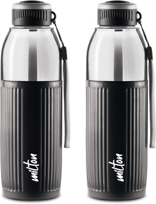 MILTON Kool Glossy 600 Insulated Inner Pet Water Bottle, Set of 2, Black 570 ml Bottle(Pack of 2, Black, Plastic)