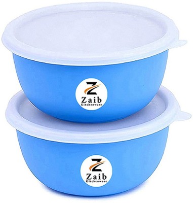 Zaib Stainless Steel Storage Bowl Microwave Safe Euro lid bowls set of 2 blue(Pack of 2, Blue)