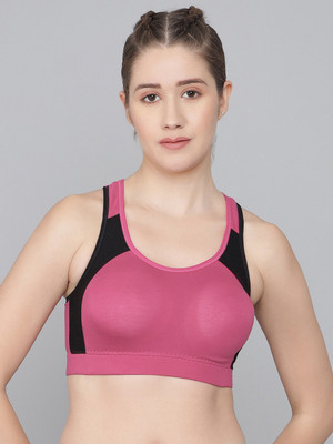 Right Size Women Sports Heavily Padded Bra(Pink, Black)