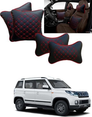 RONISH Black, Red Leatherite Car Pillow Cushion for Mahindra(Square, Pack of 4)