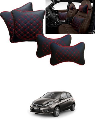 RONISH Black, Red Leatherite Car Pillow Cushion for Honda(Square, Pack of 4)
