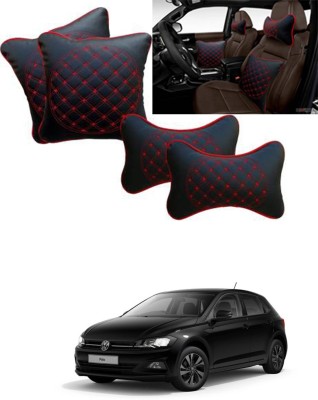 RONISH Black, Red Leatherite Car Pillow Cushion for Volkswagen(Square, Rectangular, Pack of 4)